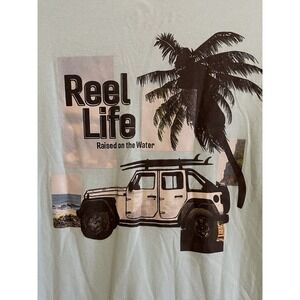 Reel‎ Life Light Green T-Shirt Men's Size XL Back Print "Raised on the Water"